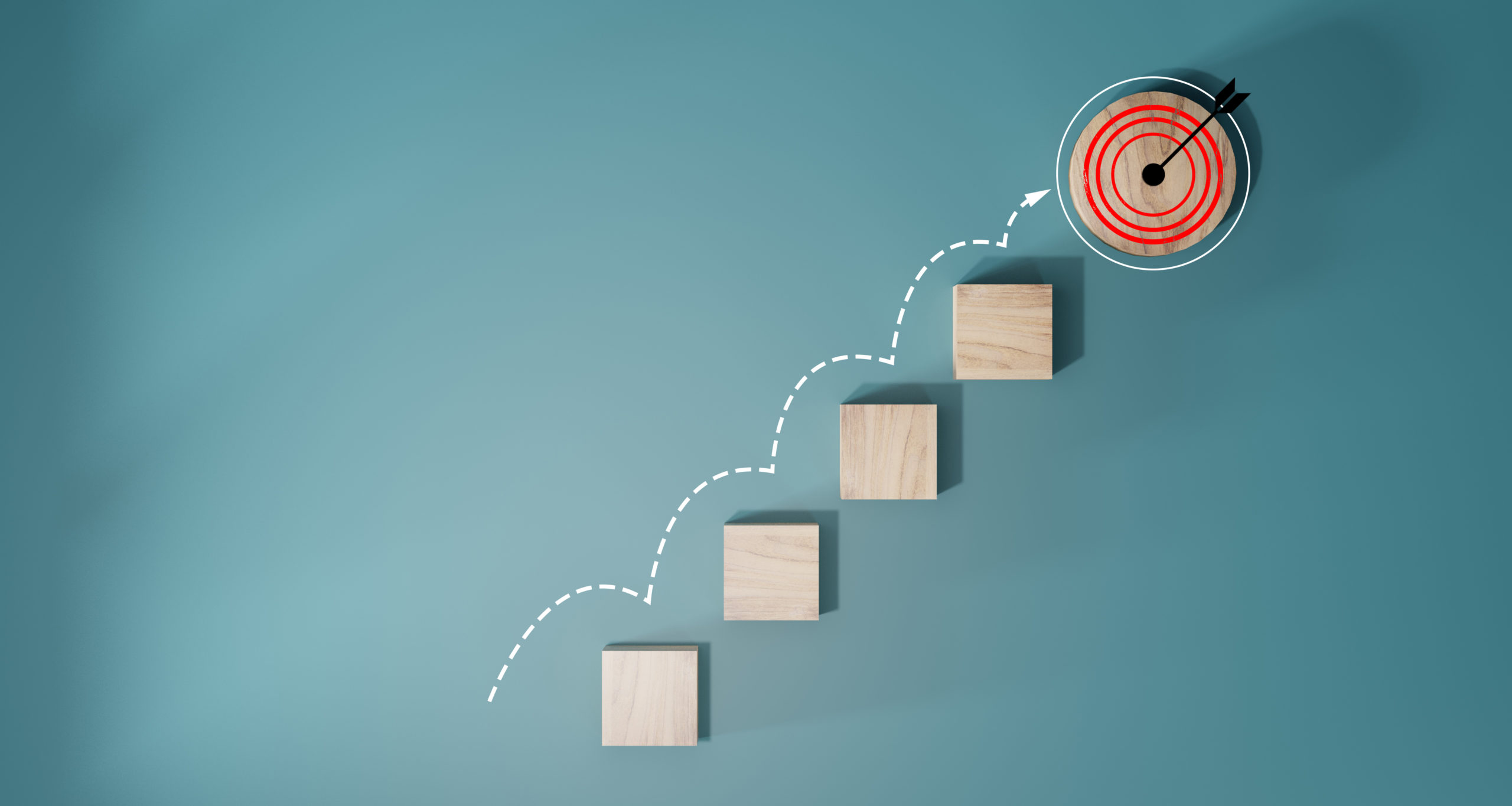 ステップを経て目標にたどり着くイメージ