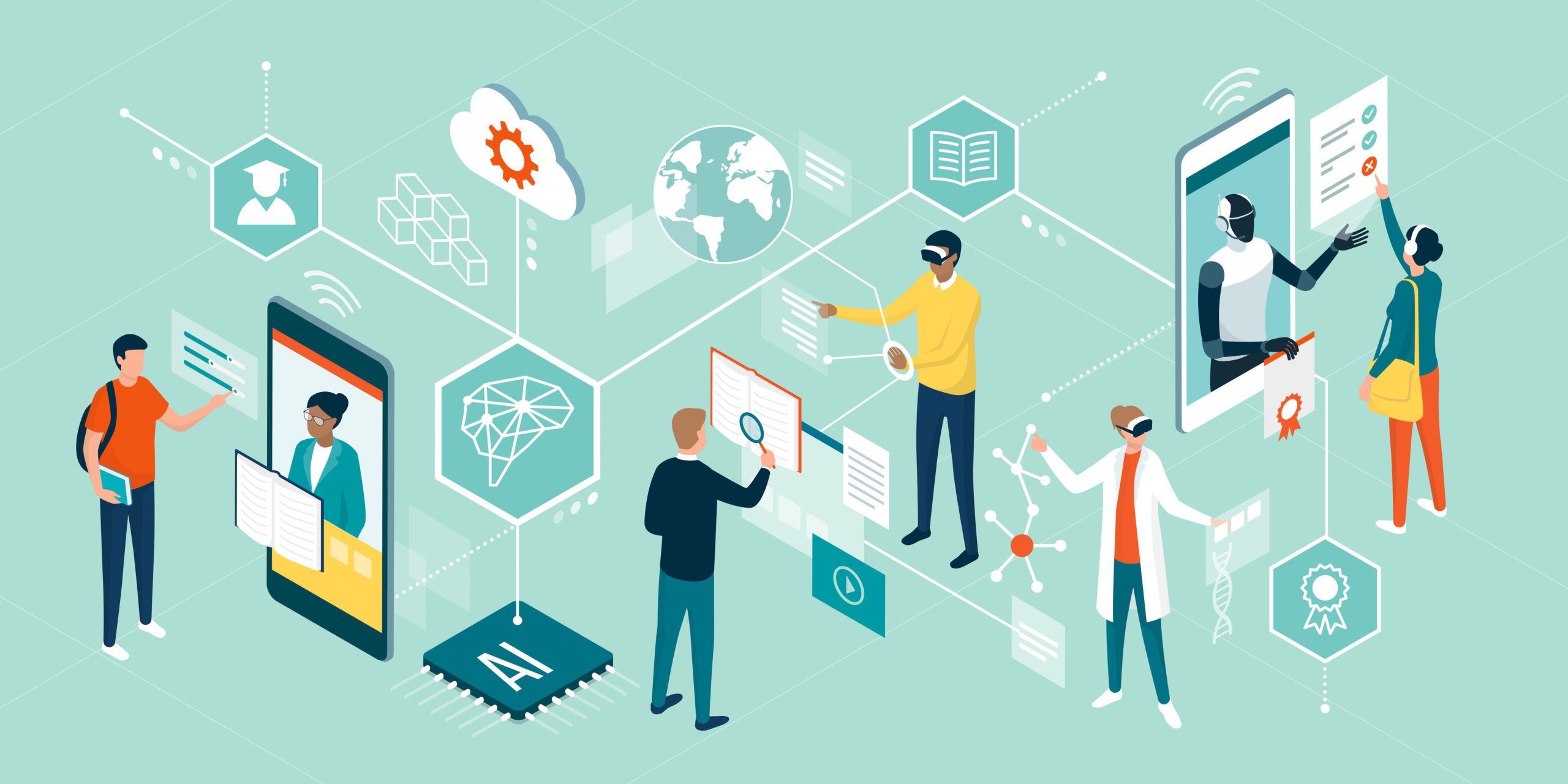 アダプティブAIシステムを活用したマンツーマンの教育のイメージ